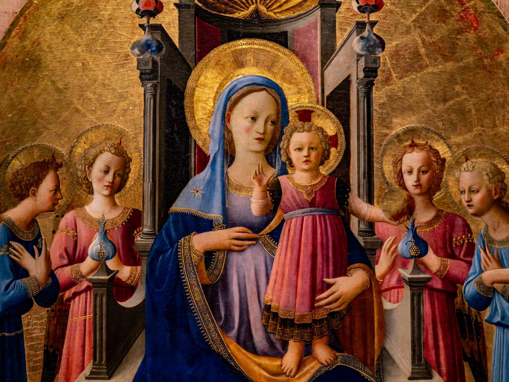 Detail of a gold-ground Madonna and Child panel painting, Florence